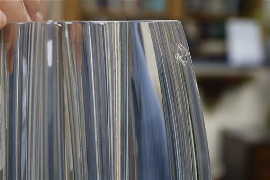 A Baccarat deep-ribbed ovoid clear glass vase